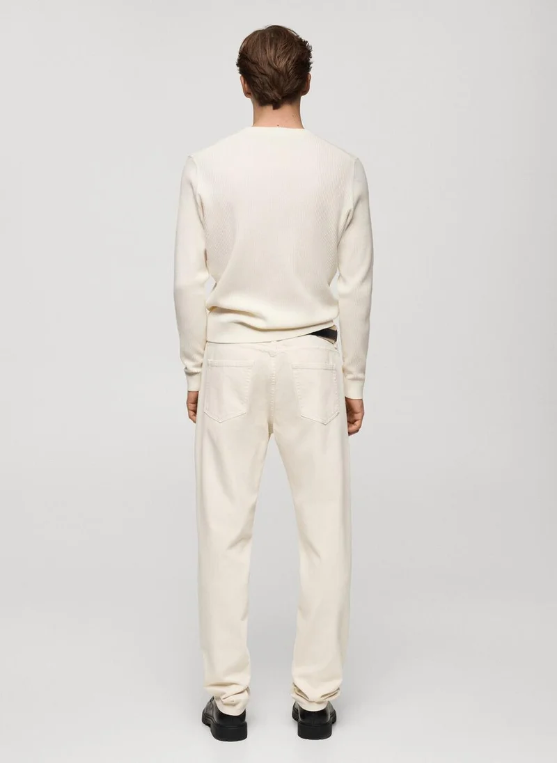 Mango Man Fine rib-knit cotton sweater