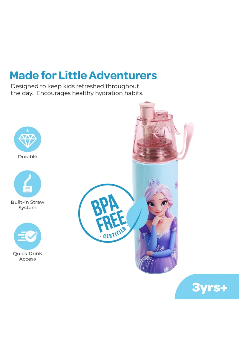 مون MOON Elisa Frozen Theme Water Bottle with Spray Mist | Cooling Spray | BPA-Free  Stainless Steel | Leak-Proof for School, Camping, Hiking, Outdoor Play | Boys Water Bottle |500ml