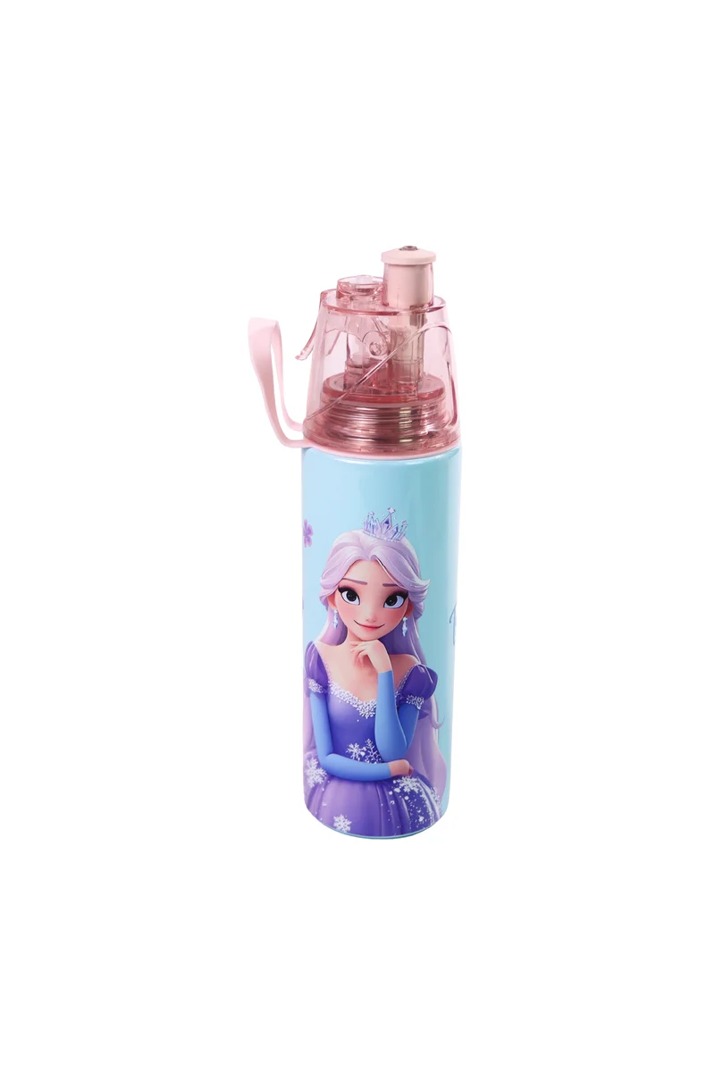 مون MOON Elisa Frozen Theme Water Bottle with Spray Mist | Cooling Spray | BPA-Free  Stainless Steel | Leak-Proof for School, Camping, Hiking, Outdoor Play | Boys Water Bottle |500ml
