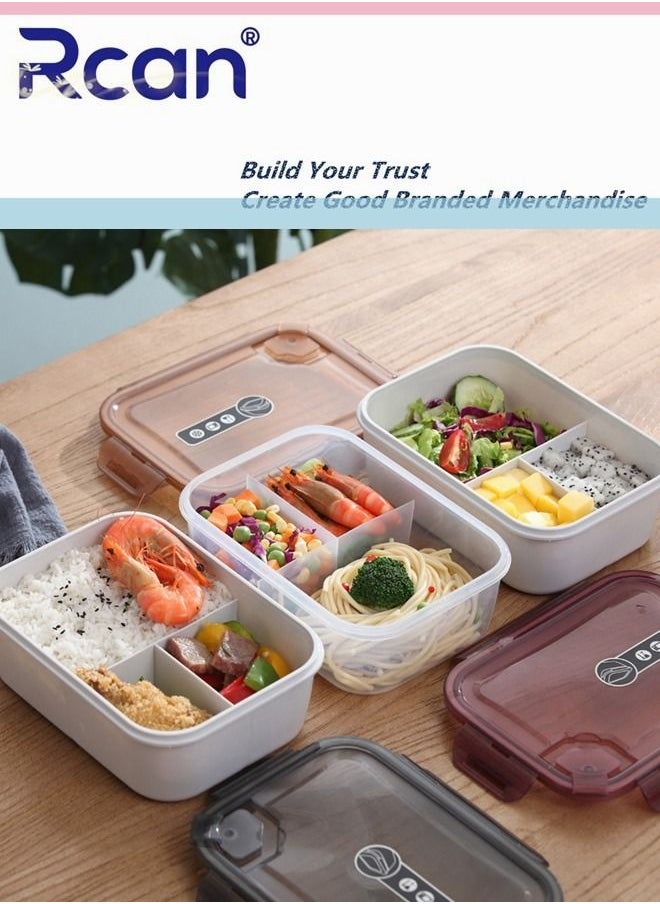Rcan - Translucent Square Lunch Box Preservation Box With Partition Portable Heated Spill-proof Sealed Insulated Leakproof Bento Box for Kids Adults On-the-Go Meal and Fruit Containers to Work - Image 1