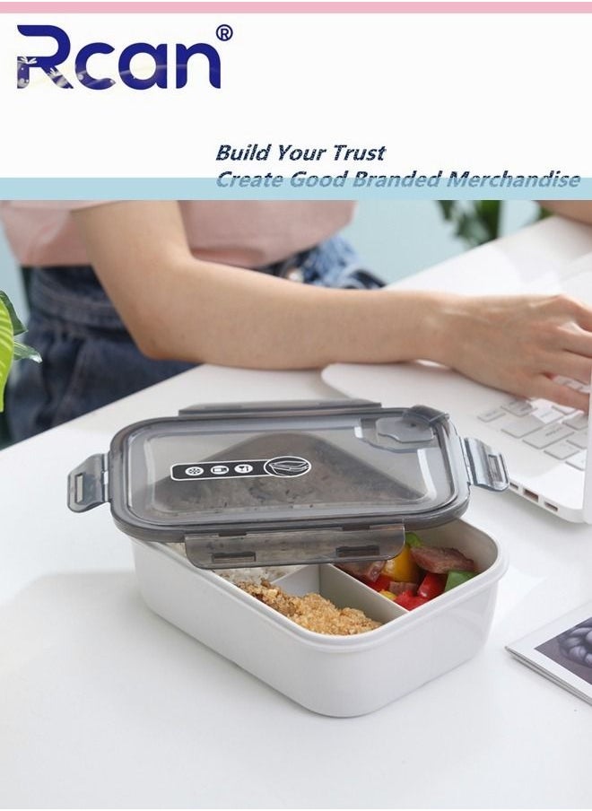 Rcan - Translucent Square Lunch Box Preservation Box With Partition Portable Heated Spill-proof Sealed Insulated Leakproof Bento Box for Kids Adults On-the-Go Meal and Fruit Containers to Work - Image 1