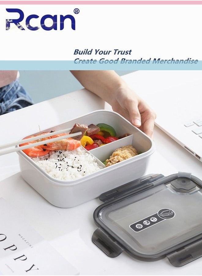 Rcan - Translucent Square Lunch Box Preservation Box With Partition Portable Heated Spill-proof Sealed Insulated Leakproof Bento Box for Kids Adults On-the-Go Meal and Fruit Containers to Work - Image 1