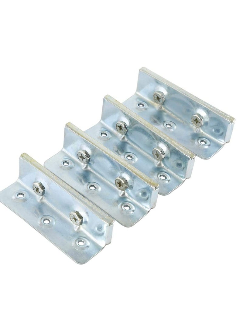 ROBUSTLINE Set Of 4 Bed Clamp Angle Bracket Type 6 Inch Zp Bed Rail Brackets Heavy Duty Non Mortise Bed Frame Bed Post Double Hook Slot Bracket  - Image 2