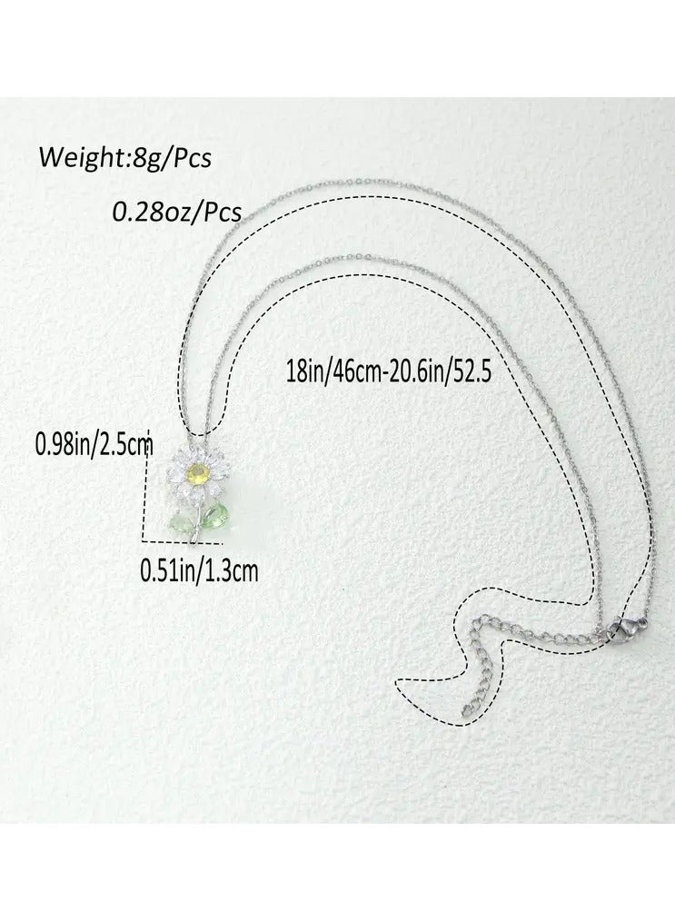 Home Clearance Sale LNCHRAN Elegant Sunflower Pendant Necklace with Cubic Zirconia - 18K Gold Plated Stainless Steel, Hypoallergenic - Ideal Fashion Jewelry Gift for Women, Daily Wear & Special Occasions, Flower Necklace - Image 2