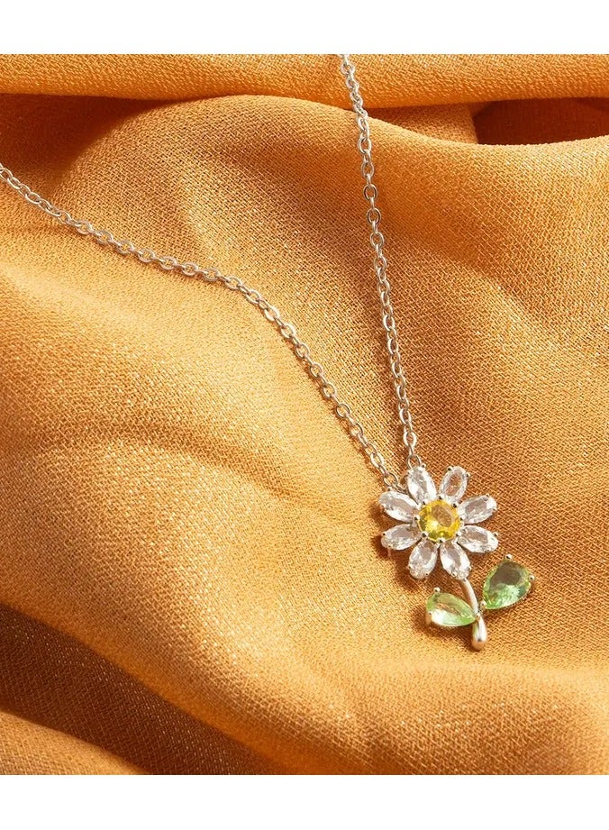Home Clearance Sale LNCHRAN Elegant Sunflower Pendant Necklace with Cubic Zirconia - 18K Gold Plated Stainless Steel, Hypoallergenic - Ideal Fashion Jewelry Gift for Women, Daily Wear & Special Occasions, Flower Necklace - Image 4