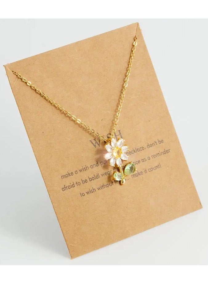 Home Clearance Sale LNCHRAN Elegant Sunflower Pendant Necklace with Cubic Zirconia - 18K Gold Plated Stainless Steel, Hypoallergenic - Ideal Fashion Jewelry Gift for Women, Daily Wear & Special Occasions, Flower Necklace - Image 5