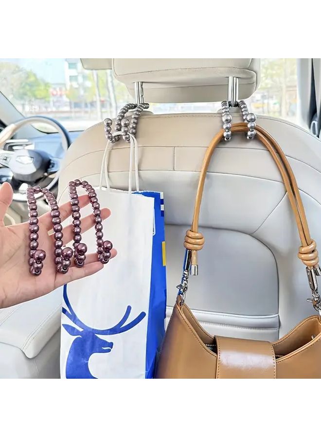Grape Purple Car Seat Back Hooks With Adjustable Beaded Design For Organizing Bags Keys And Water Bottles 2PCS - Image 3