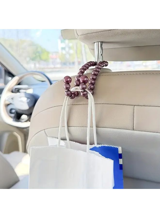 Grape Purple Car Seat Back Hooks With Adjustable Beaded Design For Organizing Bags Keys And Water Bottles 2PCS - Image 5
