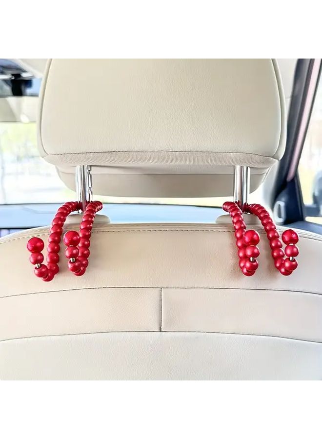 Grape Purple Car Seat Back Hooks With Adjustable Beaded Design For Organizing Bags Keys And Water Bottles 2PCS - Image 4