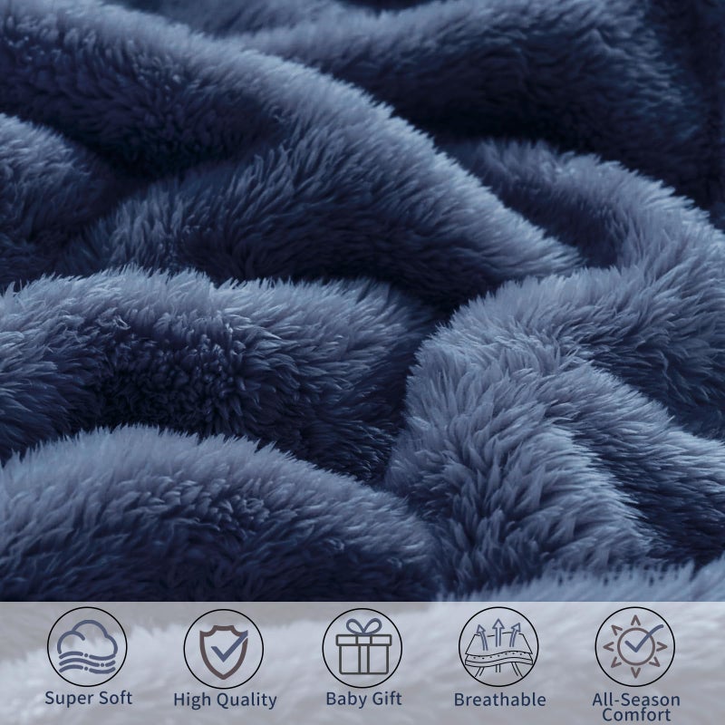 Pro Goleem Baby Boy Blanket, Fleece Baby Blankets for Boys with 2 Inch Satin Trim, Super Soft Plush Receiving Blanket for Infant Newborn, Cozy 30x40 Inch Stroller & Nursery Blanket,(Navy Blue) - Image 4