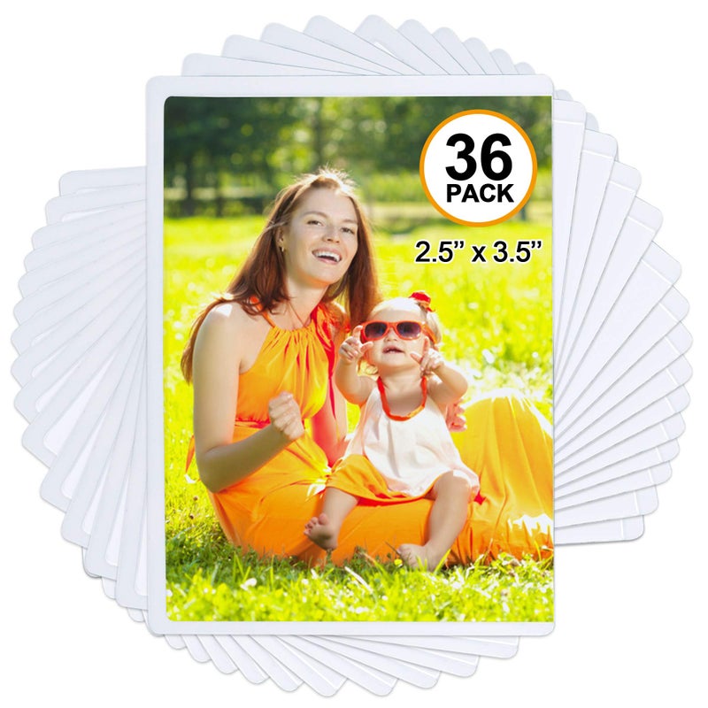 Tebik 36 Pack Magnetic Picture Frame Holds 25X35 Inches Photos Pictures White Magnetic Photo Frames with Clear Pocket for RefrigeratorFridge Locker Office Cabinet