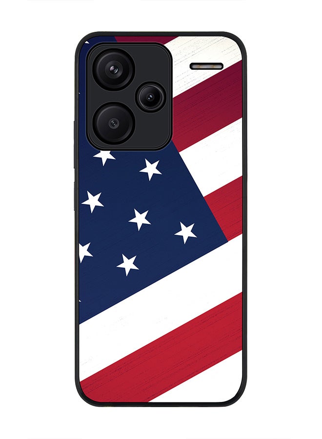 Stylizedd Rugged Black Edge Case for Xiaomi Redmi Note 13 Pro Plus, Slim fit Case Flexible Anti Drop TPU Gel Thin Cover -  Flag Of US - Image 1
