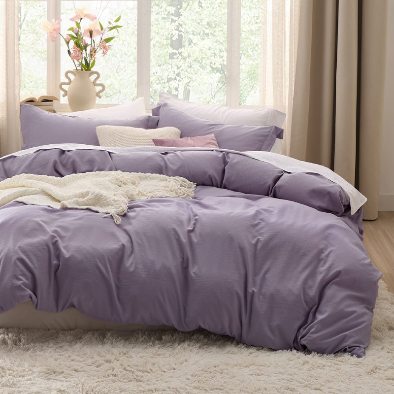 Bedsure Grayish Purple Duvet Cover Queen Size - Soft Prewashed Queen Duvet Cover Set  3 Pieces  1 Duvet Cover 90x90 Inches with Zipper Closure and 2 Pillow Shams - Image 2