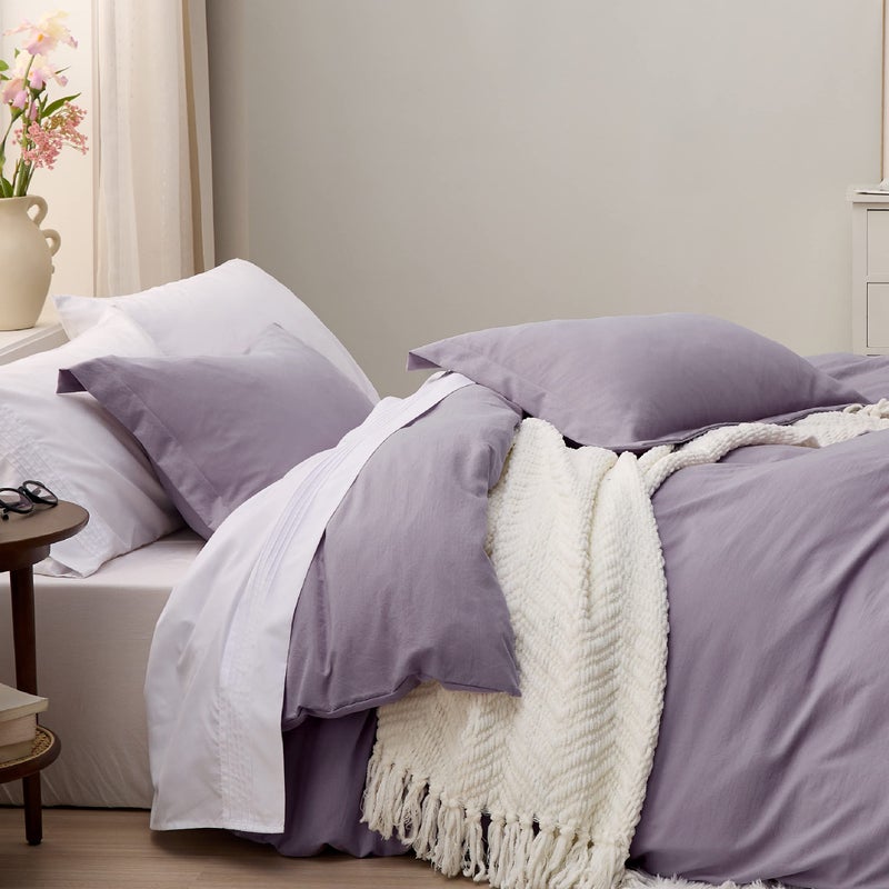 Bedsure Grayish Purple Duvet Cover Queen Size - Soft Prewashed Queen Duvet Cover Set  3 Pieces  1 Duvet Cover 90x90 Inches with Zipper Closure and 2 Pillow Shams - Image 5