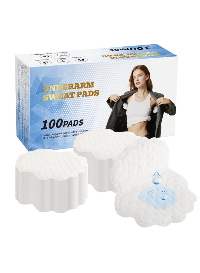 Disposable Armpit Sweat Pads, 100 Pcs Invisible Self-adhesive Underarm Sweat Pads, for Men Women Comfortable Unflavored Sweat Free Armpit Protection - Image 1