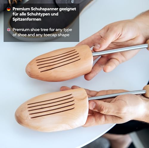 Kaps – Wooden Shoe Trees for Men & Women (2 Pck) – Twin-Pack Sustainable Beech Wood Shoe Shaper – Perfect for Leather & Suede – Preserves Shape, Absorbs Moisture & Extends Footwear Life (L5-L6) - Image 5