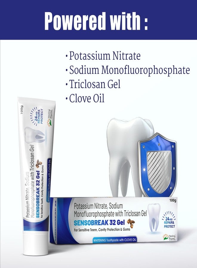 Healing Pharma - Sensobreak Whitening Toothpaste Gel With Clove Oil for Sensitive Teeth & Cavity Prevention 100g, Pack of 2 - Image 3