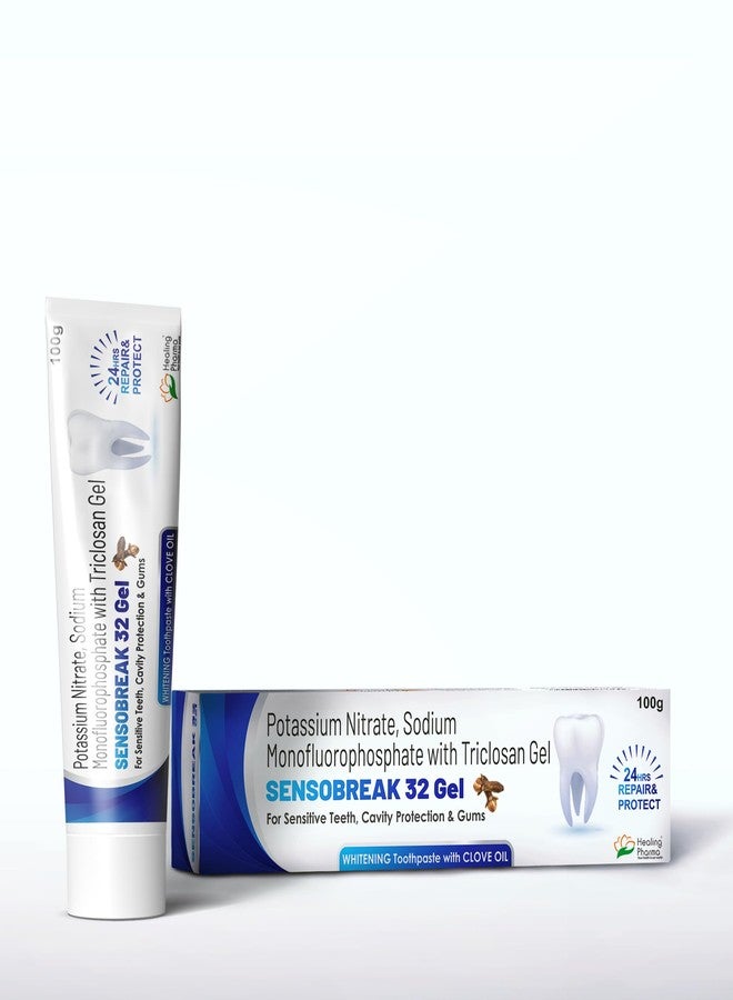 Healing Pharma - Sensobreak Whitening Toothpaste Gel With Clove Oil for Sensitive Teeth & Cavity Prevention 100g, Pack of 2 - Image 1