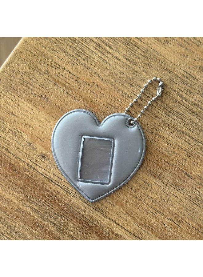 NIBEMINENT 1 - Piece Red Love Heart Kpop Photo Card Holder Pendant Key Chain ID Badge Holder ID Card Holder Photo Card Protector for School ID Office ID Access Card for Women Girls - Image 1