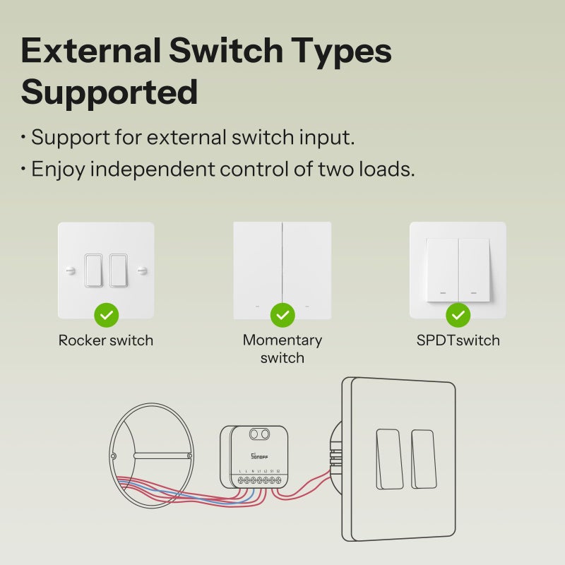 SONOFF MINI Duo 2 - Channel Zigbee Smart Switch, Zigbee 3.0 Enabled, 16A Total Load, Compact for Standard Boxes, Remote & Automated Control via Zigbee Hub - Image 4