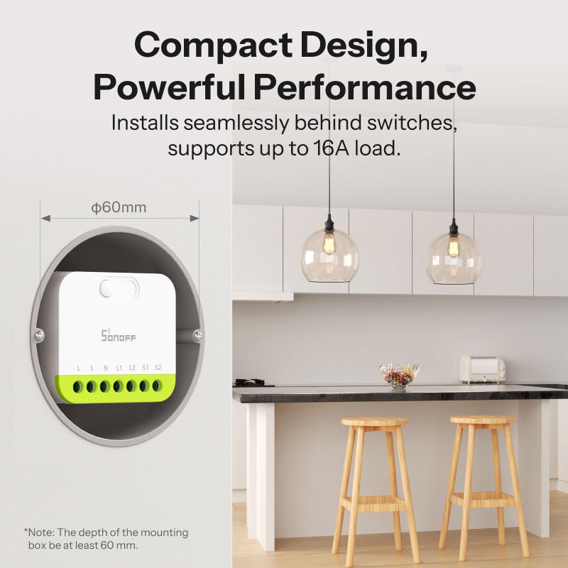 SONOFF MINI Duo 2 - Channel Zigbee Smart Switch, Zigbee 3.0 Enabled, 16A Total Load, Compact for Standard Boxes, Remote & Automated Control via Zigbee Hub - Image 2