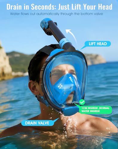 Greatever G2 Full Face Snorkel Mask with Latest Dry Top System,Foldable 180 Degree Panoramic View Snorkeling Mask with Camera Mount,Safe Breathing,Anti-Leak&Anti-Fog - Image 5