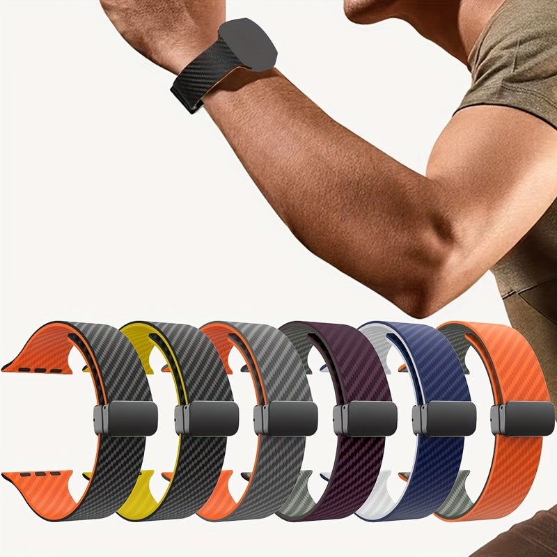 Carbon Fiber Pattern Magnetic Buckle Strap Mixed Color 4 38mm 41mm - Image 1