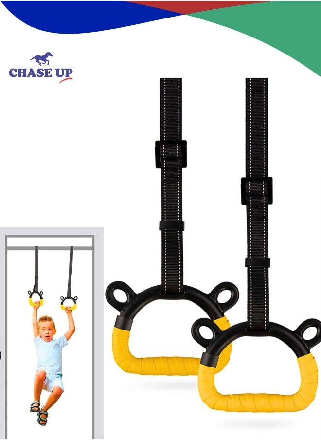 Chase Up Kids Gymnastic Rings Pull up Rings for Chlidren Exercise,Indoor Gym Ring,Kids Gymnastics Rings with Adjustable Straps,Load Bearing 100kg  - Image 1