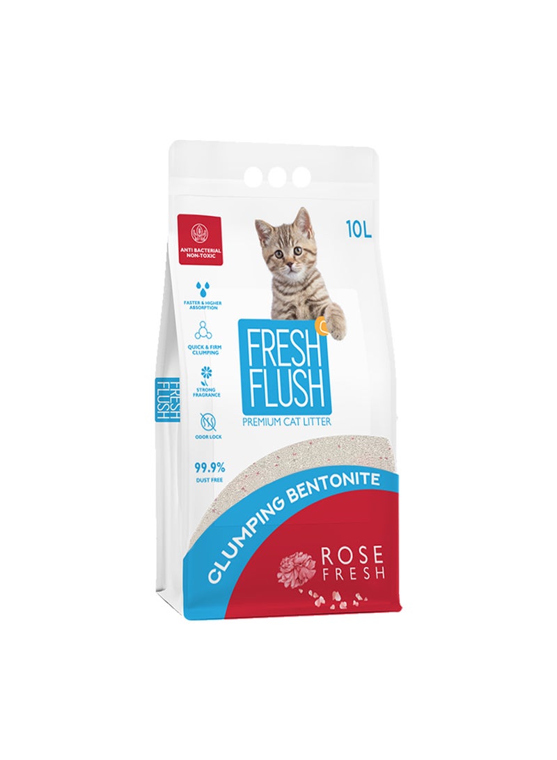 FRESH FLUSH-BENTONITE-CAT-LITTER-ROSE10L