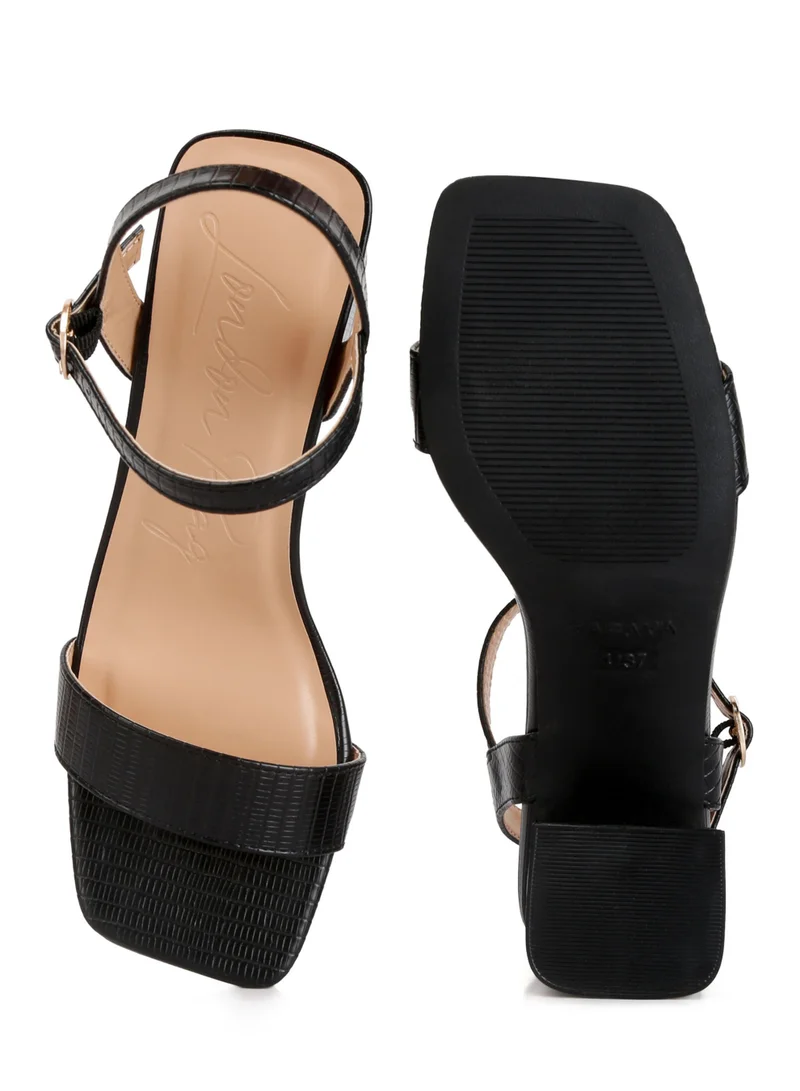 London Rag Minimalist Block Heel Sandals in Black