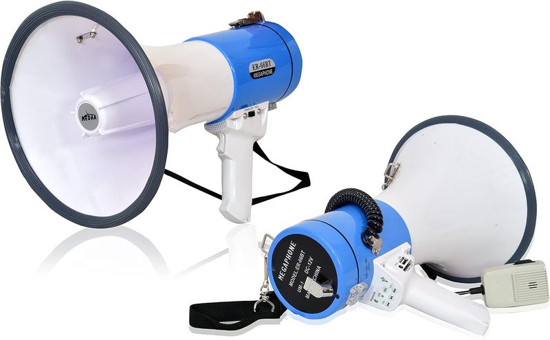 NEDA Megaphone Speaker WIth record on USB - Bluetooth - Aux - SD Blue - Image 2