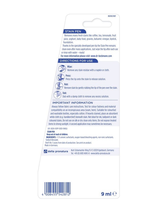 Dr. Beckmann Stain Pen Stain Remover For Clothes,9Ml | Travel Friendly Stain Remover  - Image 2