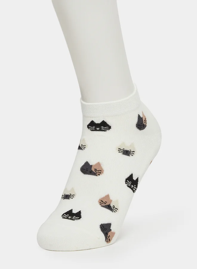 Styli Styli Pack of 2 - Cat Print Socks
