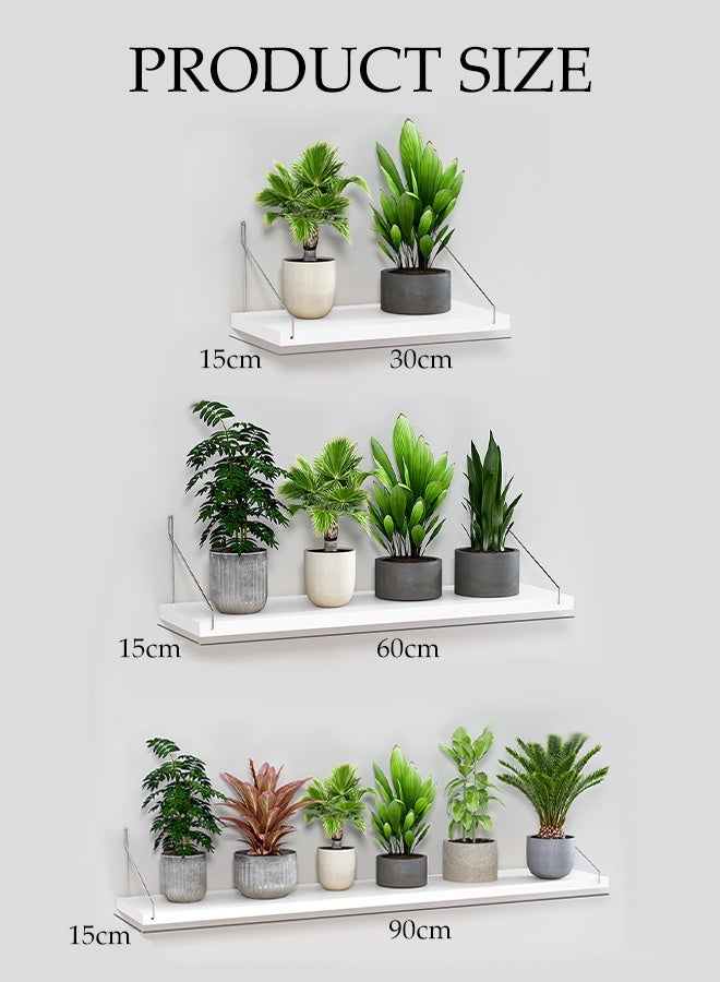 DUNISO 3 Pcs Wall Mounted Floating Shelves，Multifunctional Storage Shelves, Household Display Shelves，No Drilling Required，Strong Load-Bearing Capacity，Suitable For Bedrooms, Living Rooms, Bathrooms, Kitchens, Offices  - Image 2