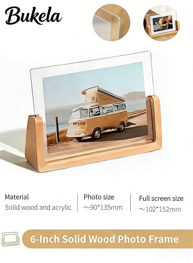 Bukela 6-inch Horizontal Solid Wood & Acrylic Photo Frame - Stylish Display for Home & Office - Image 2