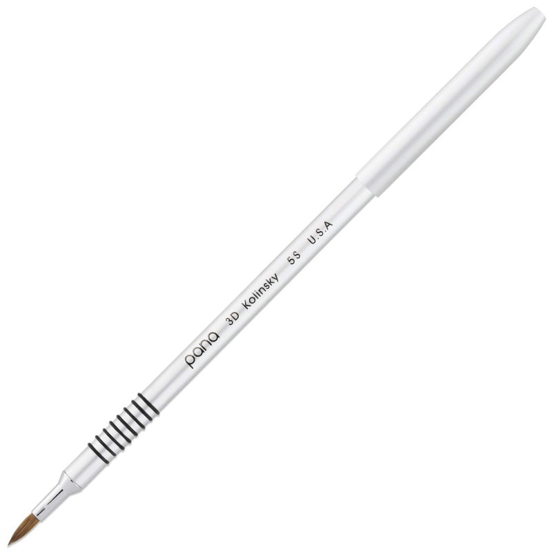 PANA 3D Kolinsky Acrylic Nail Art Sculpture Brush with Silver Metal NonSlip Grip Handle for Manicures 3D Nail Art Flower Designs Size 5