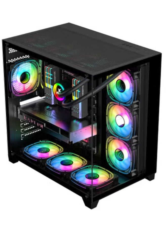 هيكل الكمبيوتر ATX لوحة كبيرة 240/360 المياه المبردة والباردة مضيف الطاولة المفتوحة هيكل اللعبة، هيكل كمبيوتر الألعاب ATX (أسود)