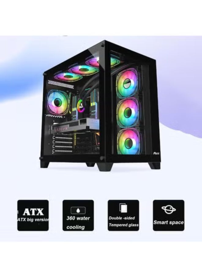 هيكل الكمبيوتر ATX لوحة كبيرة 240/360 المياه المبردة والباردة مضيف الطاولة المفتوحة هيكل اللعبة، هيكل كمبيوتر الألعاب ATX (أسود)