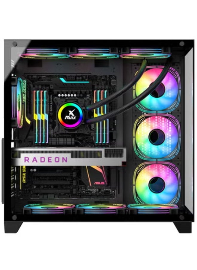 هيكل الكمبيوتر ATX لوحة كبيرة 240/360 المياه المبردة والباردة مضيف الطاولة المفتوحة هيكل اللعبة، هيكل كمبيوتر الألعاب ATX (أسود)