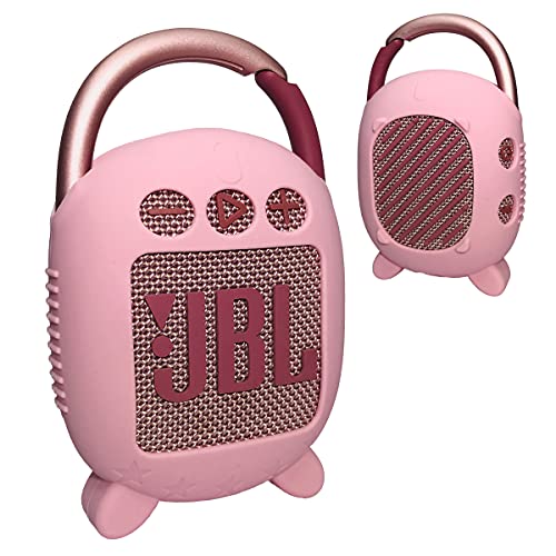JCHPINE Silicone Cover Case for JBL Clip 4 Portable Bluetooth Speaker, Protective Carrying Case for JBL Clip 4 Portable Bluetooth Speaker Stand Up Holder (Pink) - Image 1