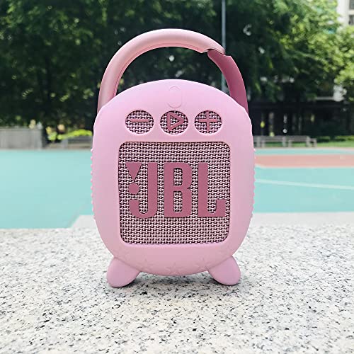 JCHPINE Silicone Cover Case for JBL Clip 4 Portable Bluetooth Speaker, Protective Carrying Case for JBL Clip 4 Portable Bluetooth Speaker Stand Up Holder (Pink) - Image 2