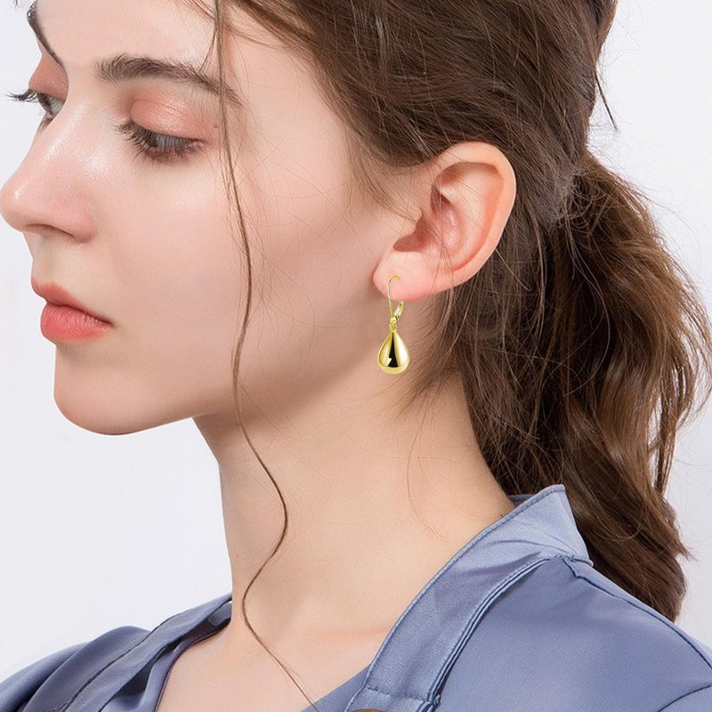 Aishgjia Teardrop Leverback Earrings for Women Waterdrop Tear Drop Dangle Earrings (Gold) - Image 4