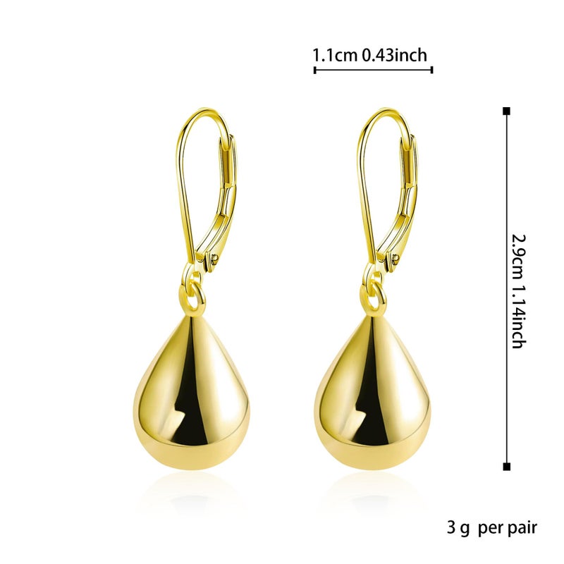 Aishgjia Teardrop Leverback Earrings for Women Waterdrop Tear Drop Dangle Earrings (Gold) - Image 5