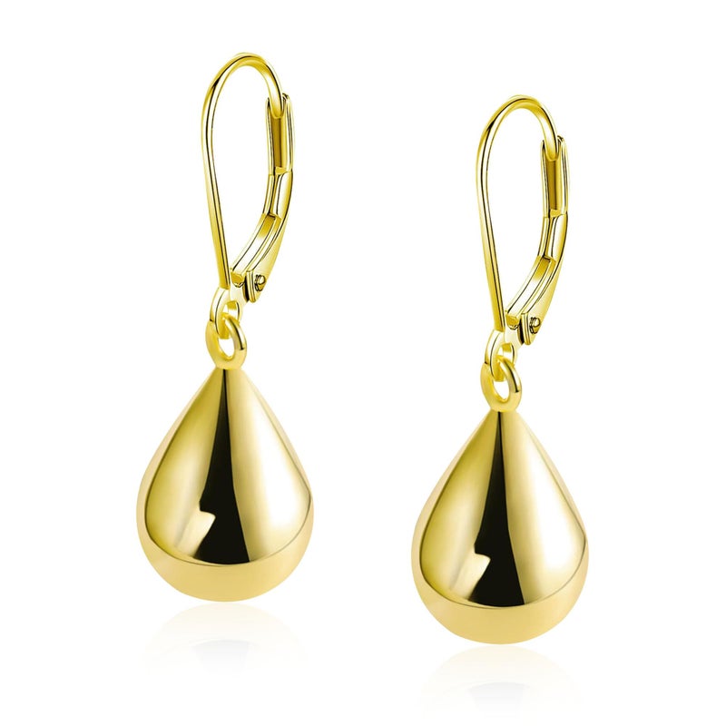 Aishgjia Teardrop Leverback Earrings for Women Waterdrop Tear Drop Dangle Earrings (Gold) - Image 1