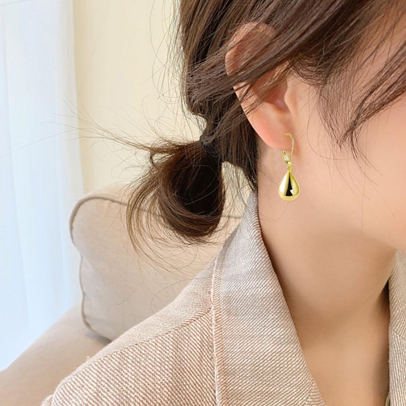 Aishgjia Teardrop Leverback Earrings for Women Waterdrop Tear Drop Dangle Earrings (Gold) - Image 2
