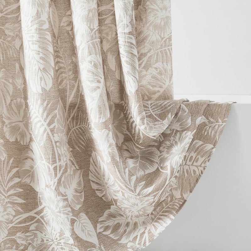 Lush Decor Bali Tropical Leaves Shower Curtain Single 72" W x 72" L Neutral - Tropical Bathroom - Brown Bath Curtain -Coastal Decor - Image 5