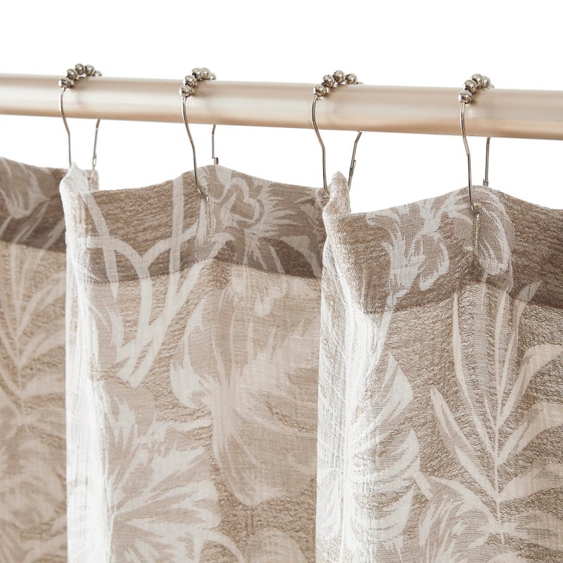 Lush Decor Bali Tropical Leaves Shower Curtain Single 72" W x 72" L Neutral - Tropical Bathroom - Brown Bath Curtain -Coastal Decor - Image 3