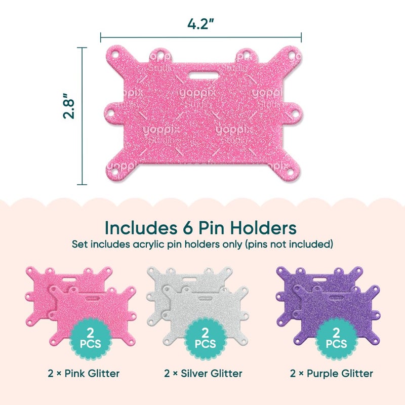 YOPPIX 6 Pcs Badge Buddy Pin Holder, Glitter Acrylic Badge Buddy Topper Pin Holder for Nurse Accessories for Nursing Medical Healthcare - Image 4