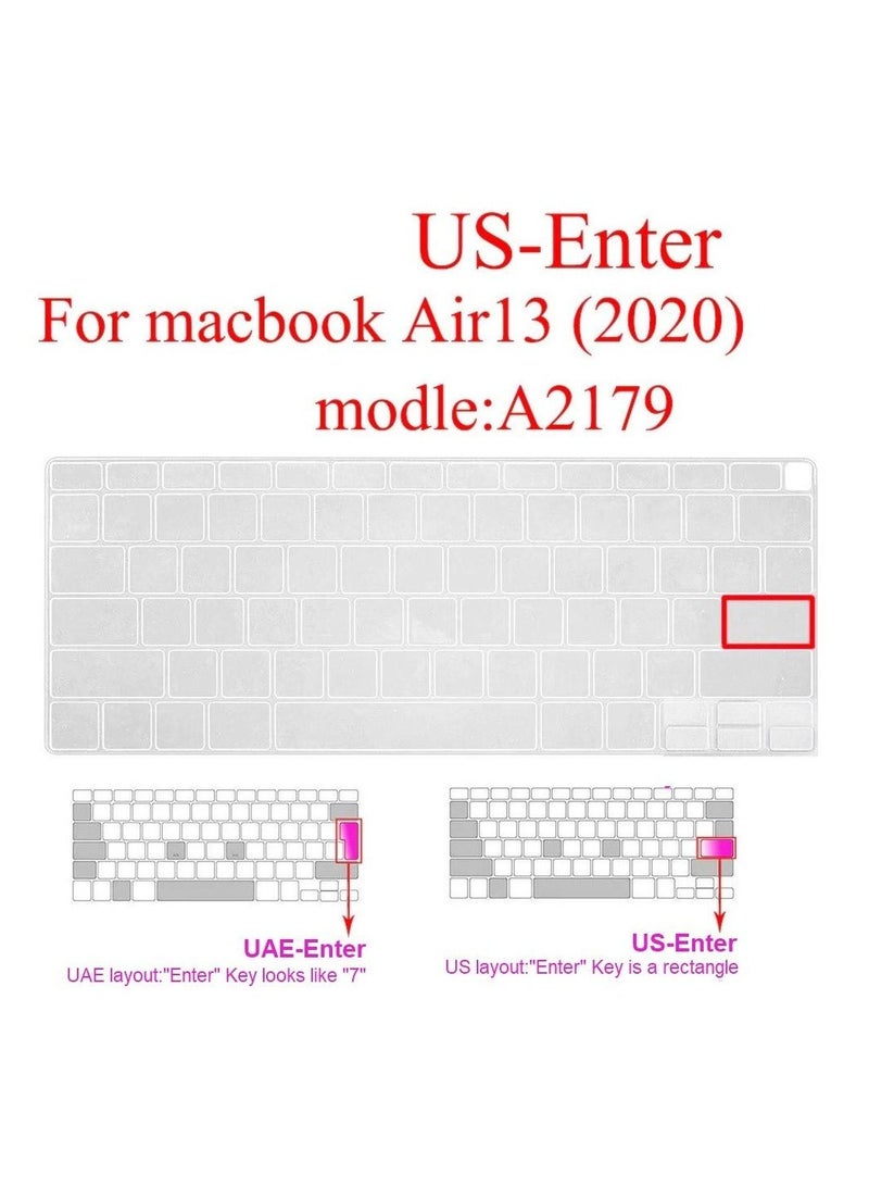 Transparent Silicone keyboard Cover for Macbook Air 13inch (2020 Release Touch Bar ID) A2179 US Keyboard Cover Protector Skin - Transparent Clear - Image 4
