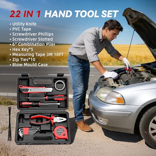 VCANENERGY Car Emergency Safety Kit Bag with Portable Air Compressor, Jumper Cables,First Aid Kit, Winter Vehicle Roadside Emergency Kit with Snow Brush and Ice Scraper, for Women, Men, Teen - Image 5